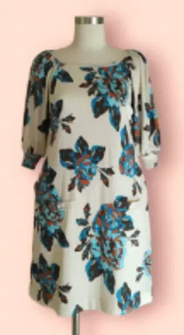 플라워 프린트 퍼프 슬리브 원피스