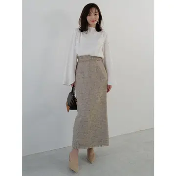 아뉴앙스 anuans 베이지 트위드 타이트 스커트 M