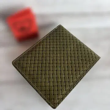 도치기 가죽 엠보 그린 접이식 지갑 일본제