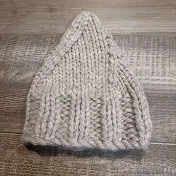 울 삼각형 니트 모자 그레이