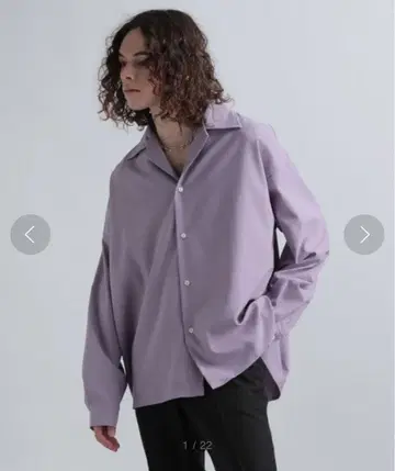 새상품급 HARE 하레 긴팔 오픈 카라 셔츠 (퍼플)