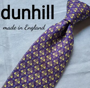 새상품급 dunhill 던힐 보라색 퍼플 x 클로버 패턴 넥타이