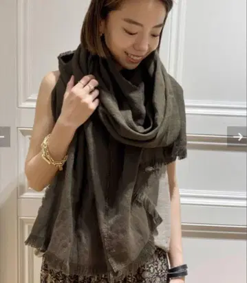 THROW/슬로우 LINEN OX 스톨 카키