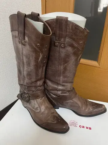 브라운 가죽 웨스턴 부츠
