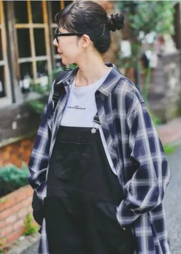 옷깃 탈부착 가능한 모듬 셔츠 원피스 옴브레 체크