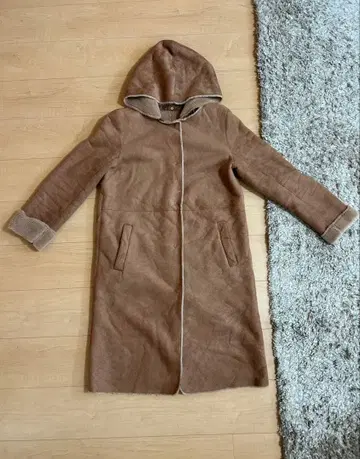 페이크 무스탕 코트 브라운 flaix