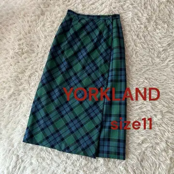 요크랜드 타탄 체크 롱 기장 랩 스커트 랩스커트 L
