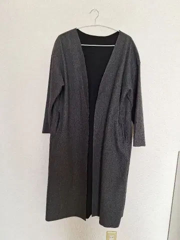 coca 그레이 롱 코트 오픈 프론트