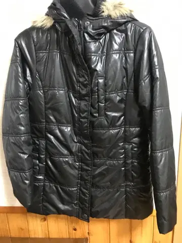 후드 부착 퍼 부착 블랙 자켓 M