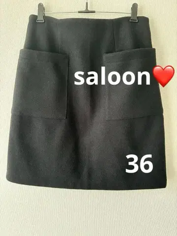 새상품급 saloon 사다리꼴 블랙 스커트 큰 포켓 부착 사이즈 36