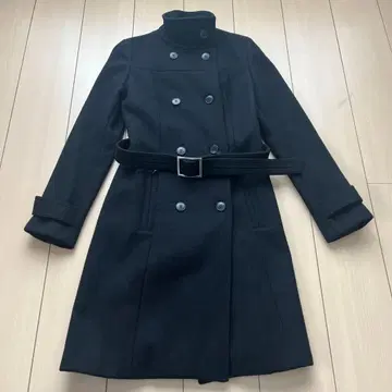 더블 브레스트 롱 코트 블랙