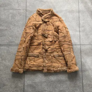 SOIL 무스탕 패치워크 코트 자켓 베이지