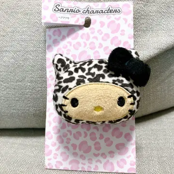 산리오 헬로키티 레오파드 무늬 키티 봉제 인형 앞머리 클립 헤어 클립