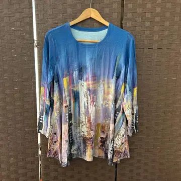 아트 프린트 긴팔 튜닉