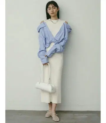 LAGUNAMOON 셔츠 도킹 리브 니트 원피스