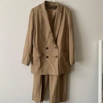 베이지 더블 브레스트 자켓 팬츠 셋업