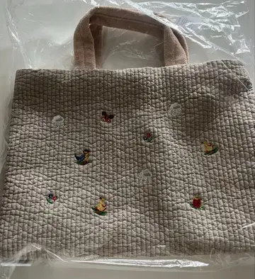 FEILER 비오는날 자수 토트백 베이지