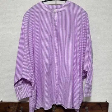 연보라 스트라이프 긴팔 셔츠 퍼플 라벤더