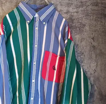 크레이지 디자인 노티카 자수 로고 스트라이프 셔츠 빈티지 90s