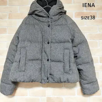 [새상품급] IENA 숏 기장 후드 다운 자켓 38 헤링본