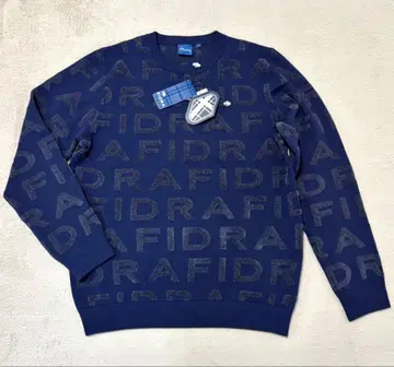 새상품, 미사용 FIDRA 자카드 로고 니트 XL 사이즈 네이비