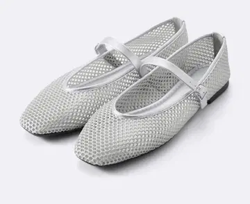 지유 새상품 실버 메쉬 발레 슈즈
