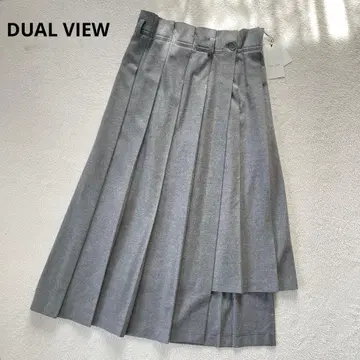 택 포함 DUAL VIEW 랩 스커트 플리츠 그레이