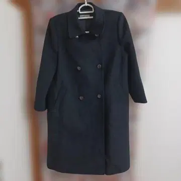 블랙 롱 코트 더블 브레스트