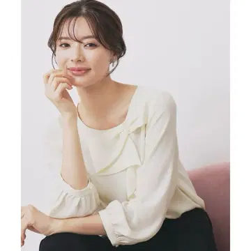 WORLD 아이보리 펄 장식 셔츠 긴팔