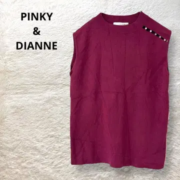 PINKY&DIANNE 스웨터 슬리브리스 펄 장식 와인 레드 M