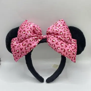 새상품급 미니 귀 머리띠 레오파드 무늬 리본 디즈니 헤이세이 갸루