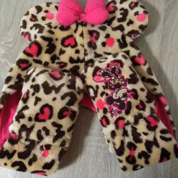 디즈니 미니 레오파드 무늬 핑크 머플러 캡 팬 캡