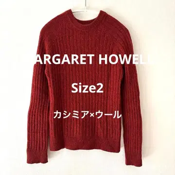 MARGARET HOWELL 빨간색 리브 긴팔 스웨터