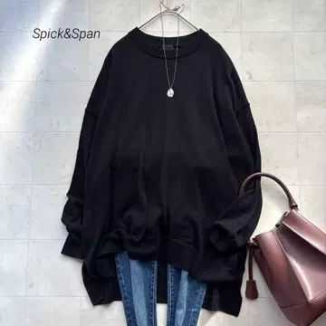 스픽 앤 스팬 파인 울 빅 니트 풀오버 블랙