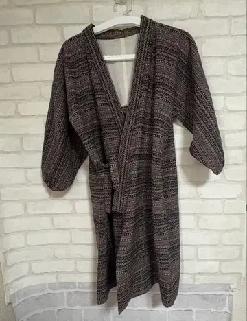 기하학 패턴 기모노 로브 여성용 7부 소매