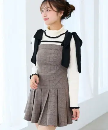 MAJESTIC LEGON 숄더 리본 미니 원피스