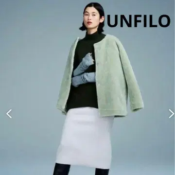 안피로 에코 퍼 크롭 자켓 그린 M 노카라 코트