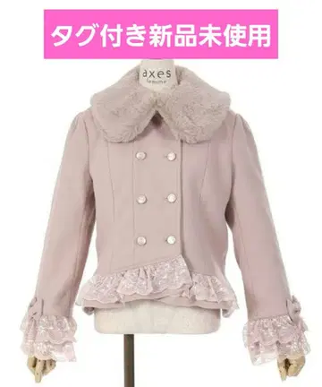 밑단 레이스 숏코트 핑크 엑시즈팜 axes femme