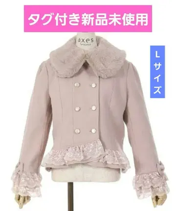 밑단 레이스 숏코트 핑크 엑시즈팜 axes femme