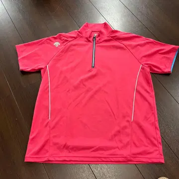 DESCENTE 핑크 하프 지퍼 피케 셔츠