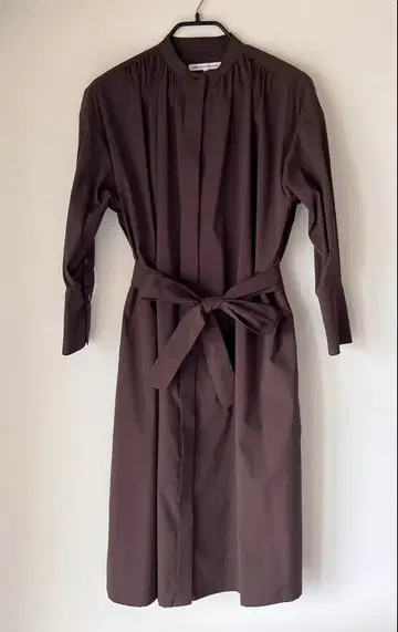 23구 타프타 셔츠 원피스 롱 긴팔 브라운 (미사용품)