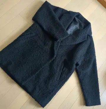 울 혼방 캐주얼 코트 블랙