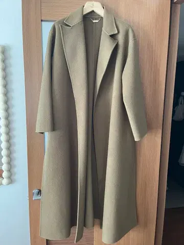 올리브 그린 롱 코트 울 혼방