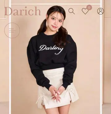 Darich 다리치 포인트 비쥬 로고 맨투맨 상의 블랙