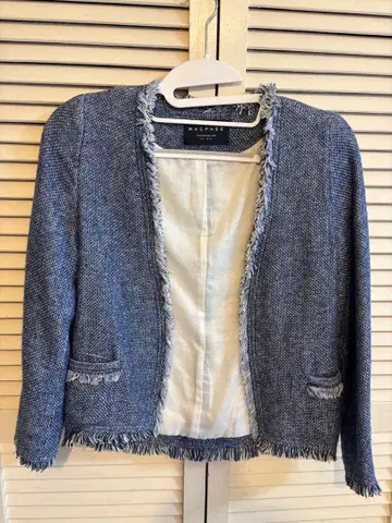 MACPHEE 노카라 자켓 네이비 프린지