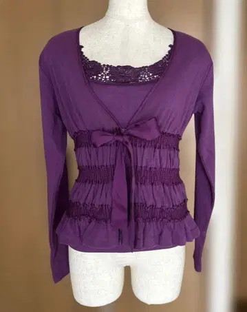 크로스플러스 아투르 앙상블 가디건 탱크탑 리본