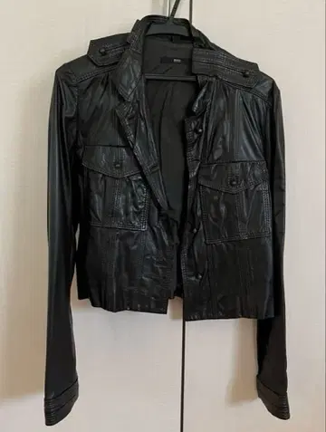 휴고보스 다크 브라운 가죽 자켓