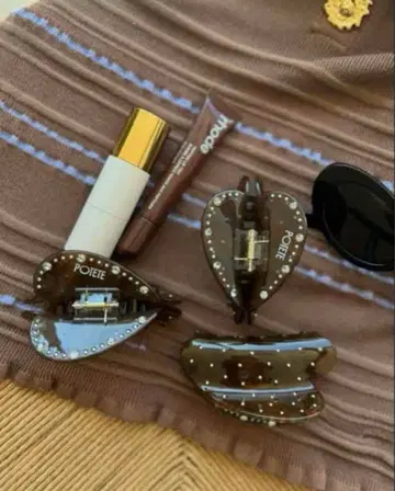 POIETE 하트 클립 coffee 브라운