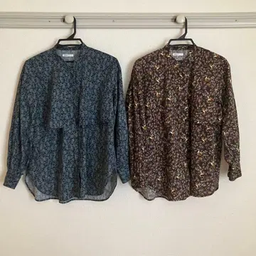 북유럽 생활 잡화점 꽃무늬 긴팔 셔츠 세트 (네이비, 브라운)