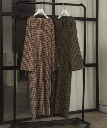 새상품 Iam lawgy Eim 체크 롱 원피스 브라운